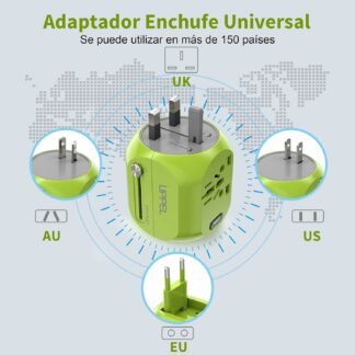 Adaptador enchufe de viaje universal con USB - Uppel
