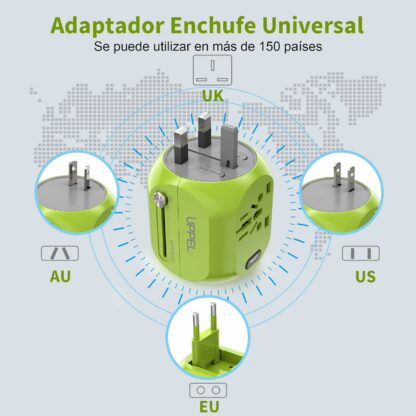 Adaptador enchufe de viaje universal con USB - Uppel