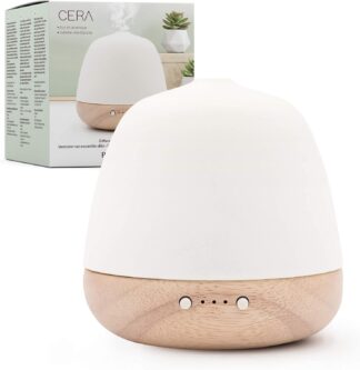Difusor Ultrasónico PRANAROM CERA · Madera y Cerámica · Luz Zen y Aromaterapia